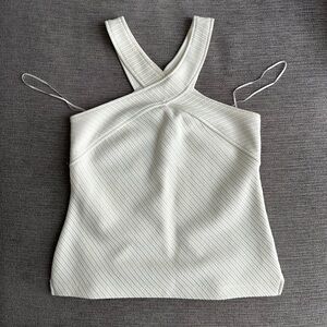 Anthropologie White cross-front halter style sleeveless top